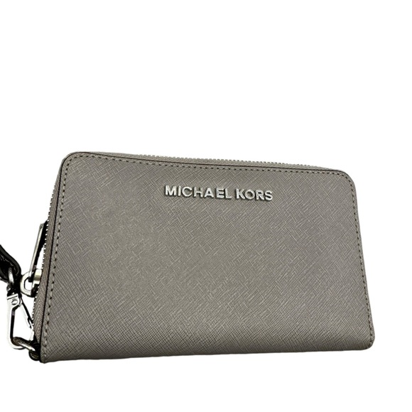 Michael Kors Jet Set Travel MK Signature Leather MF Phone Case Wristlet Wallet - Picture 2 of 7